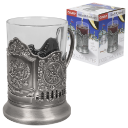 Teeglashalter Russlands Wappen mit Teeglas 200 ml