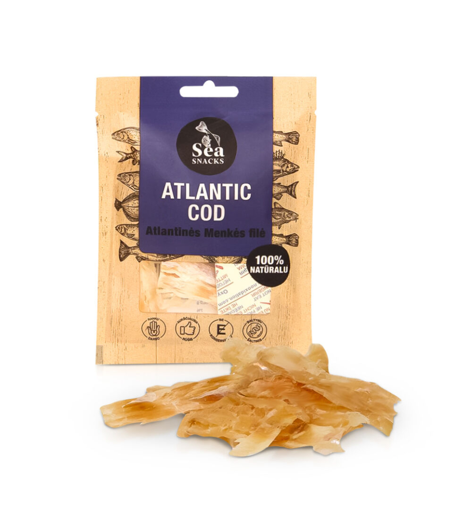 Cod fillet in strips, dried and salted, 30g