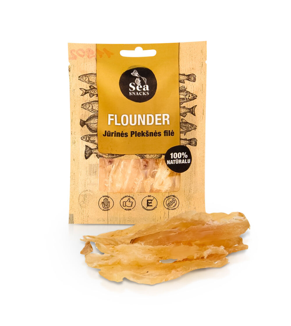 Flounder fillet in strips, dried and salted 30g