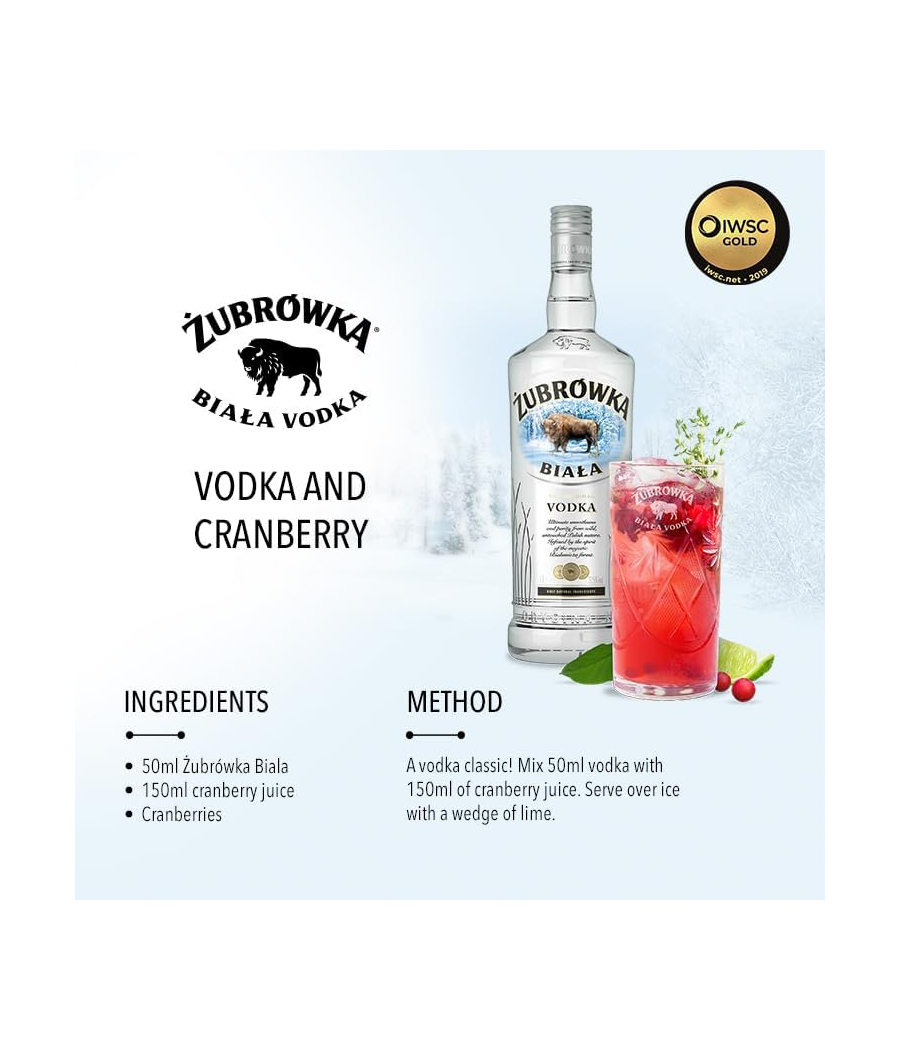 Vodka Żubrówka biała Oryginalna 0.5L Alk. 40%