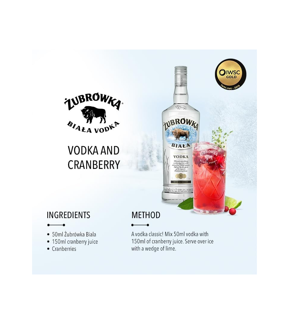 Vodka Żubrówka biała Oryginalna 0.5L Alk. 40%