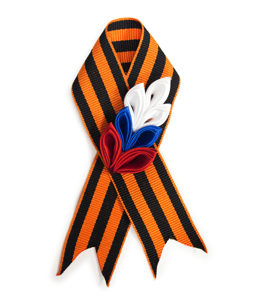 St. George ribbon-brooch “Flower Tricolor”