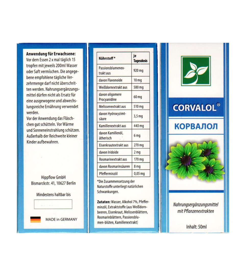 Corvalol extracts from plant extracts 50ml