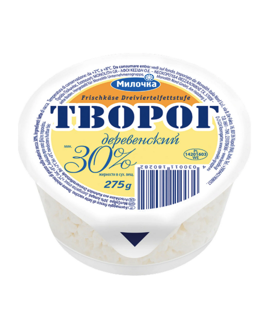 Творог деревенский Милочка жирность 30% 275g