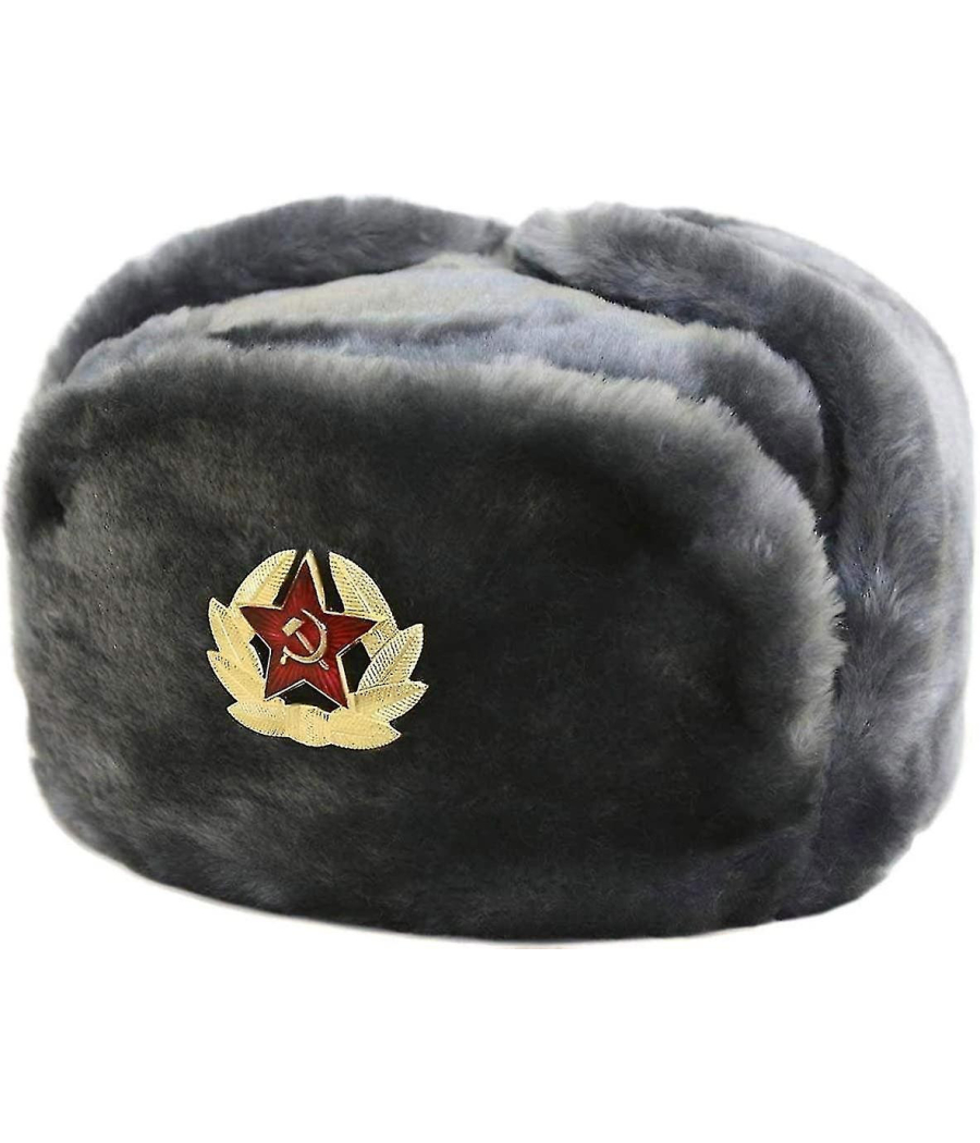 Russian trapper hat with a Soviet badge