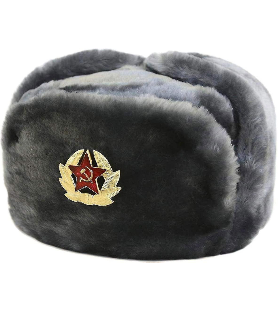 Russian trapper hat with a Soviet badge