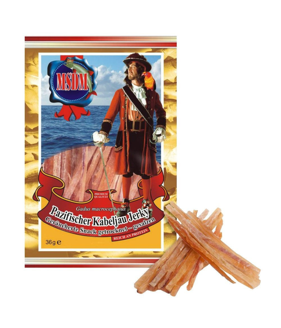 Pazifischer Kabeljau Jerky Geräuchert 36g