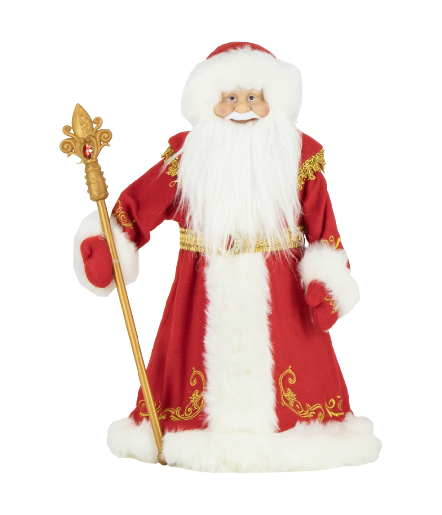 Babbo Natale in rosso con bastone con scomparto per dolci e regali 50 cm