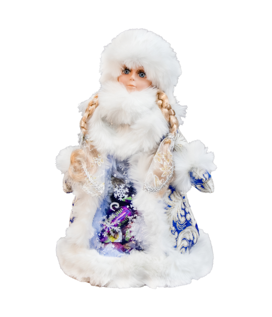 Snow Girl in Gold-White-Blue with Candy Container 35cm