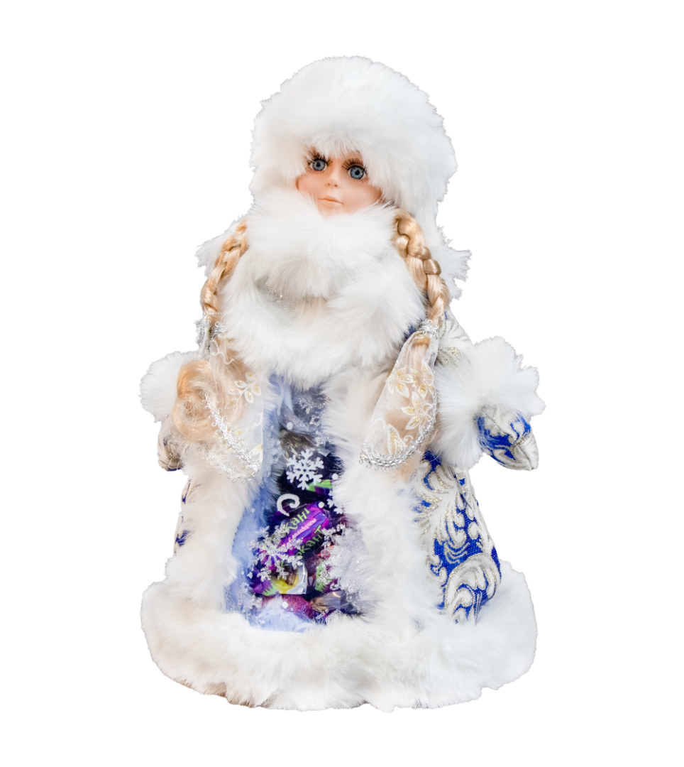 Snow Girl in Gold-White-Blue with Candy Container 35cm