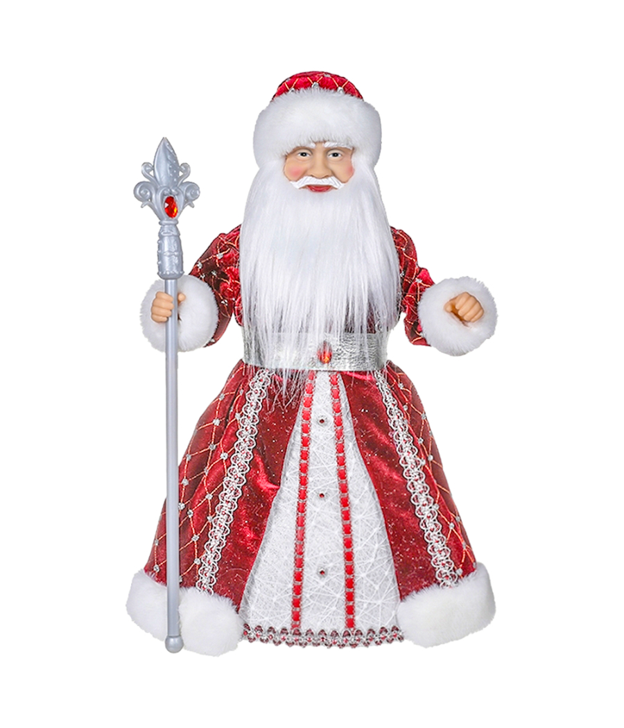 Babbo Natale in rosso e bianco con argento con scomparto per dolci e regali 40 cm