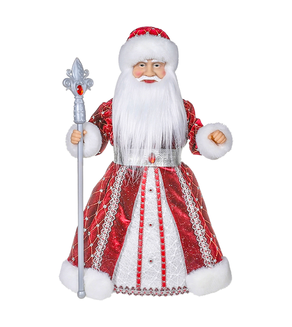 Santa Claus in red and white with silver with a compartment for sweets and gifts 40cm