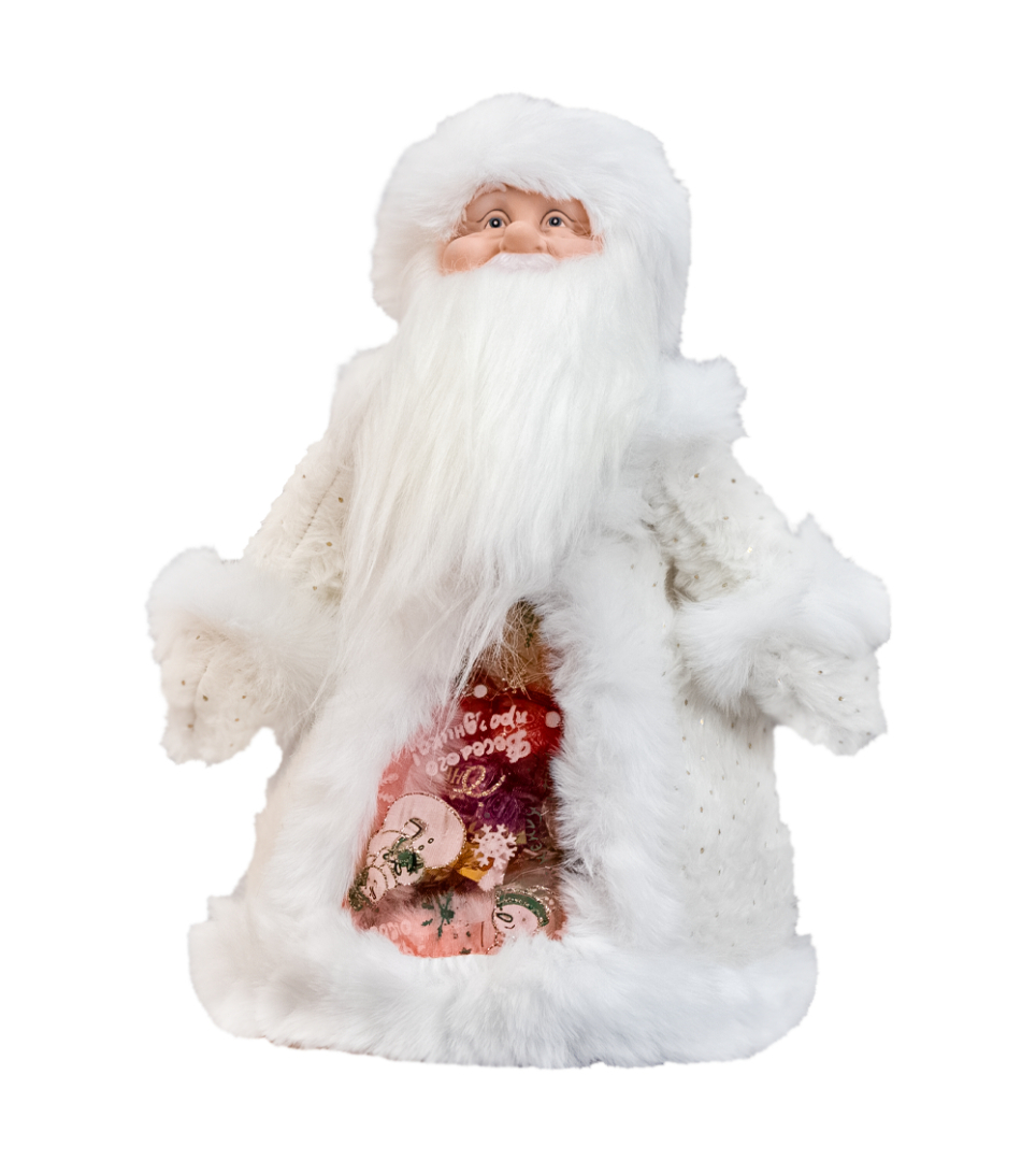 Santa Claus in white with compartment for sweets and gifts 35cm