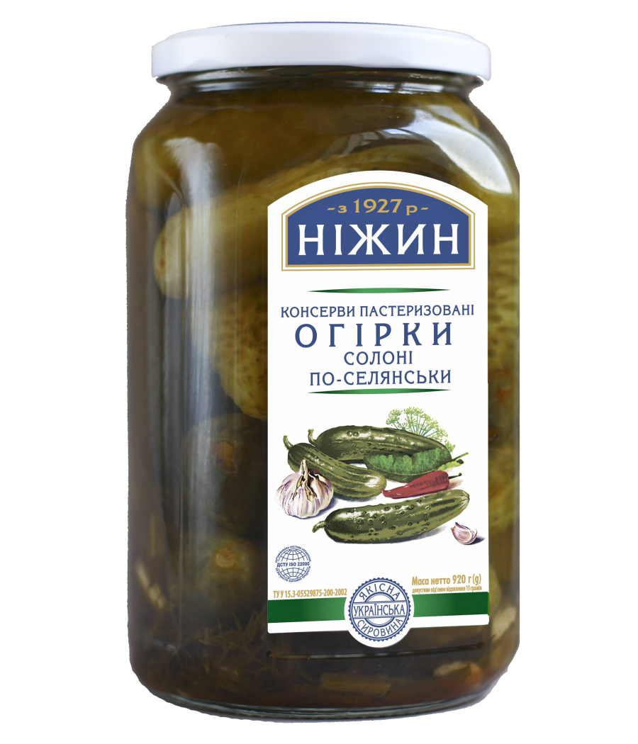 Pickled cucumbers in brine, country style 920ml